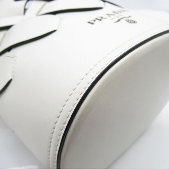 Prada All Leather Bucket Woven Braided Shoulder Tote with Pouch COA - Picture 10 of 13